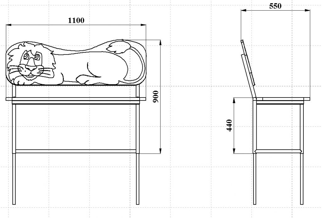 Детская скамейка львенок